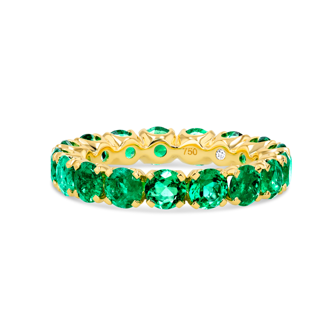 4ct Round Emerald Full Eternity Yellow Gold