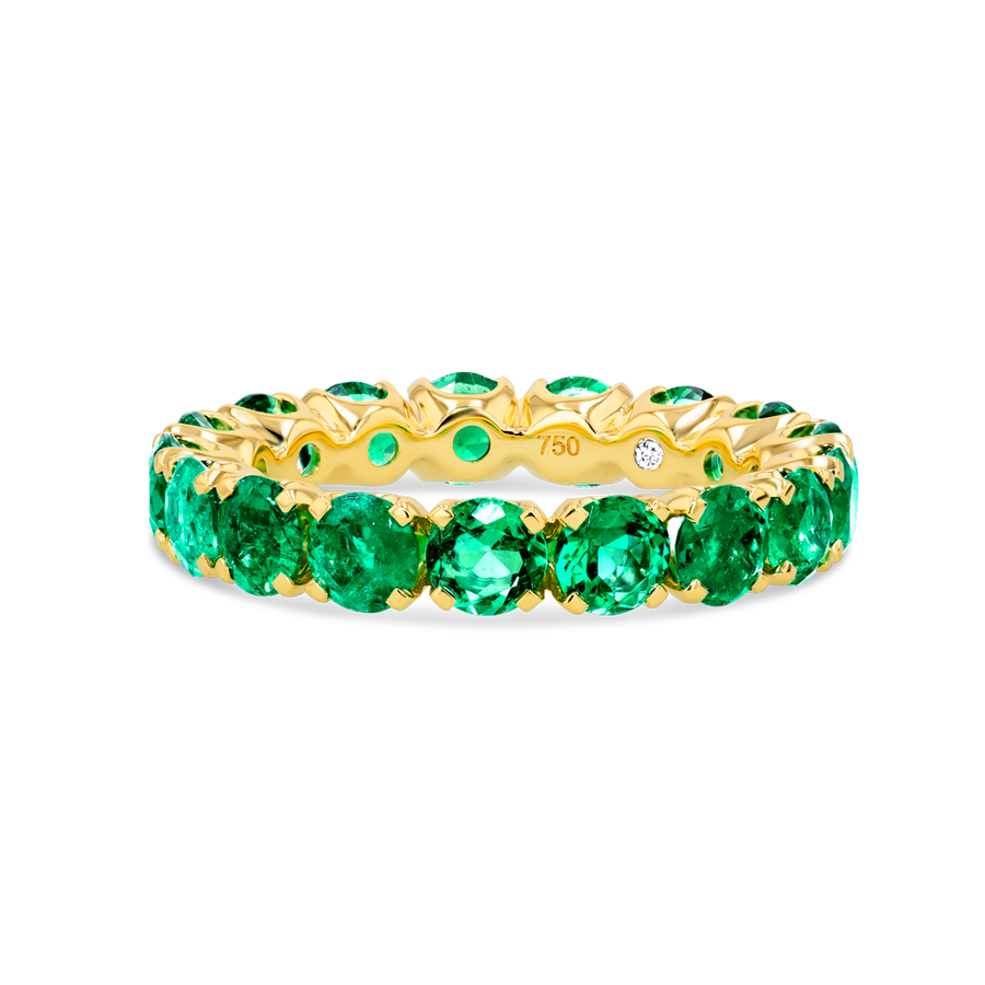 4ct Round Emerald Full Eternity Yellow Gold