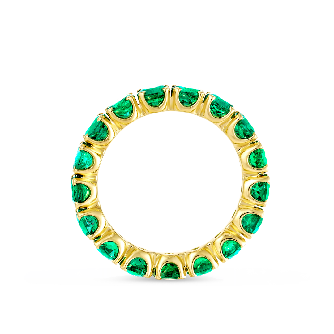 4ct Round Emerald Full Eternity Yellow Gold