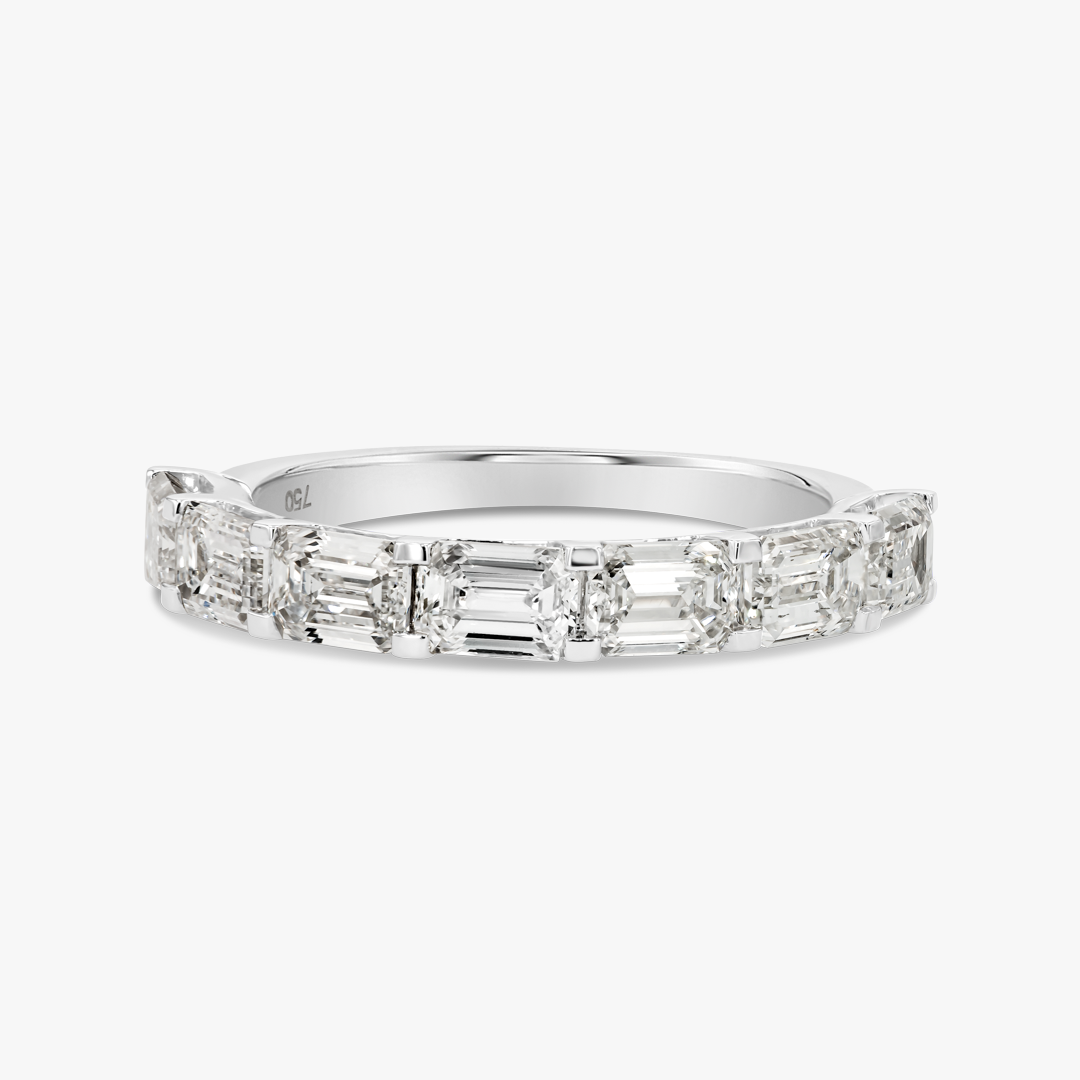 2ct Horizontal Emerald Lab Grown Diamond Full Eternity Ring White Gold