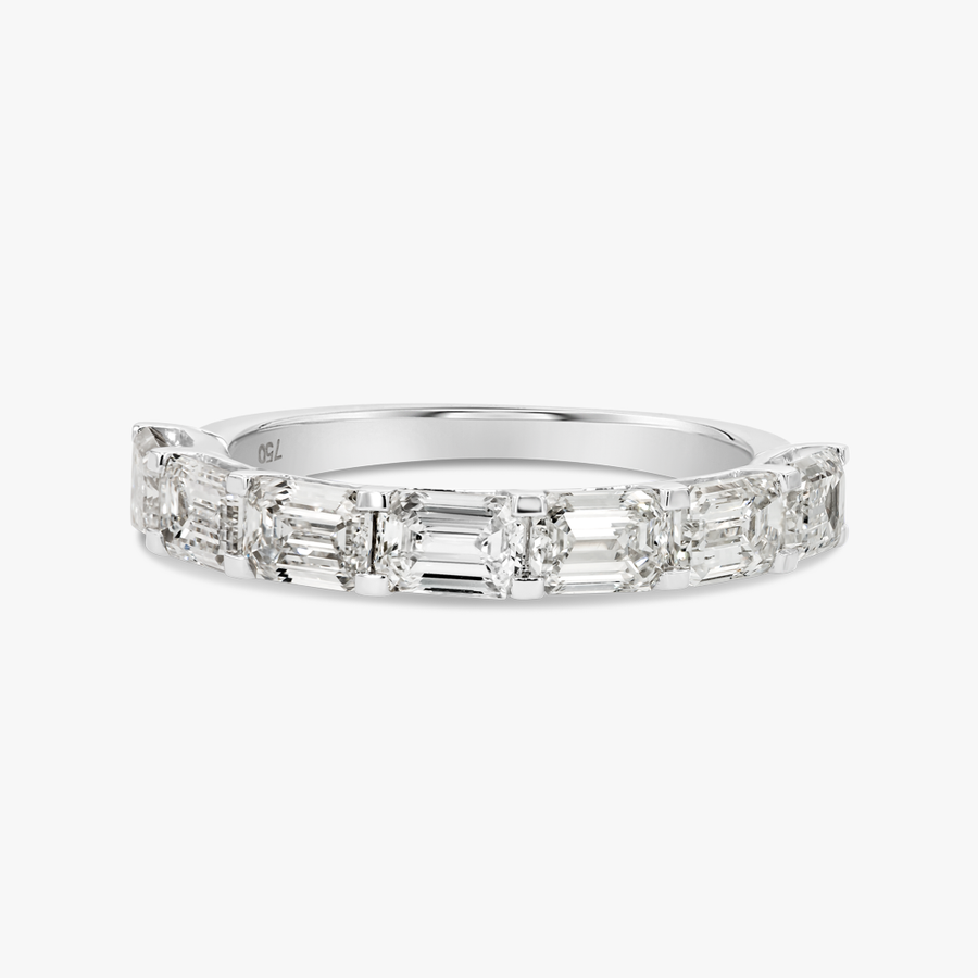 2ct Horizontal Emerald Lab Grown Diamond Full Eternity Ring White Gold