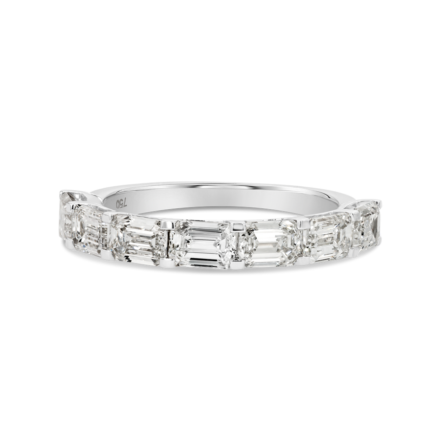 2ct Horizontal Emerald Lab Grown Diamond Full Eternity Ring White Gold