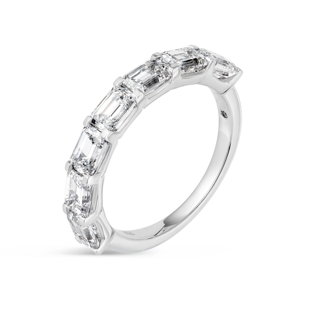 2ct Horizontal Emerald Lab Grown Diamond Full Eternity Ring White Gold