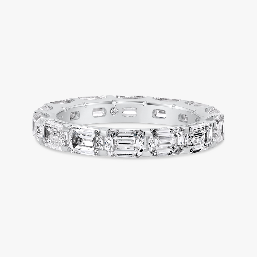 4ct Horizontal Emerald Lab Grown Diamond Full Eternity White Gold