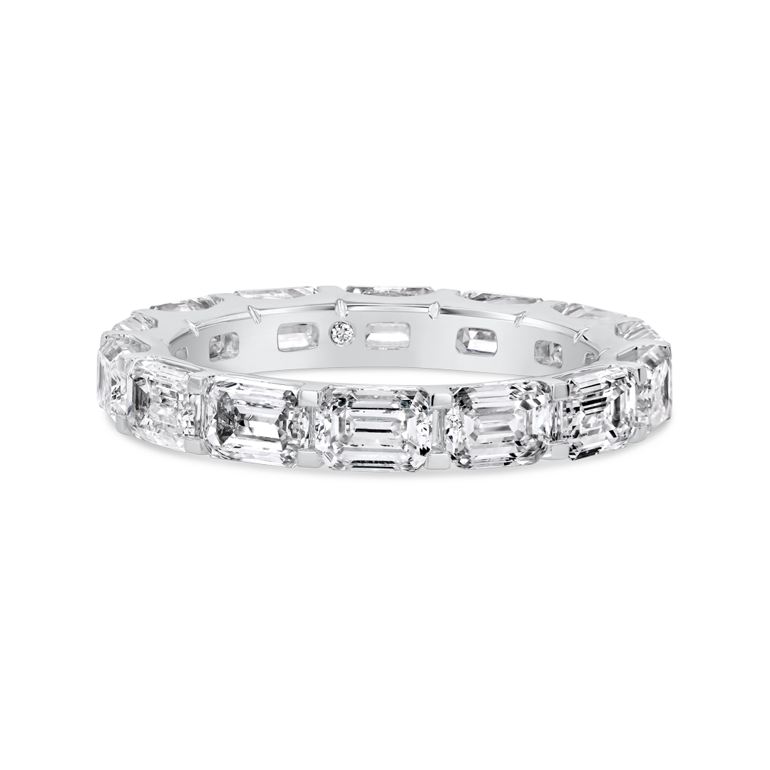 4ct Horizontal Emerald Lab Grown Diamond Full Eternity White Gold
