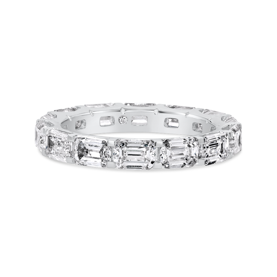 4ct Horizontal Emerald Lab Grown Diamond Full Eternity White Gold