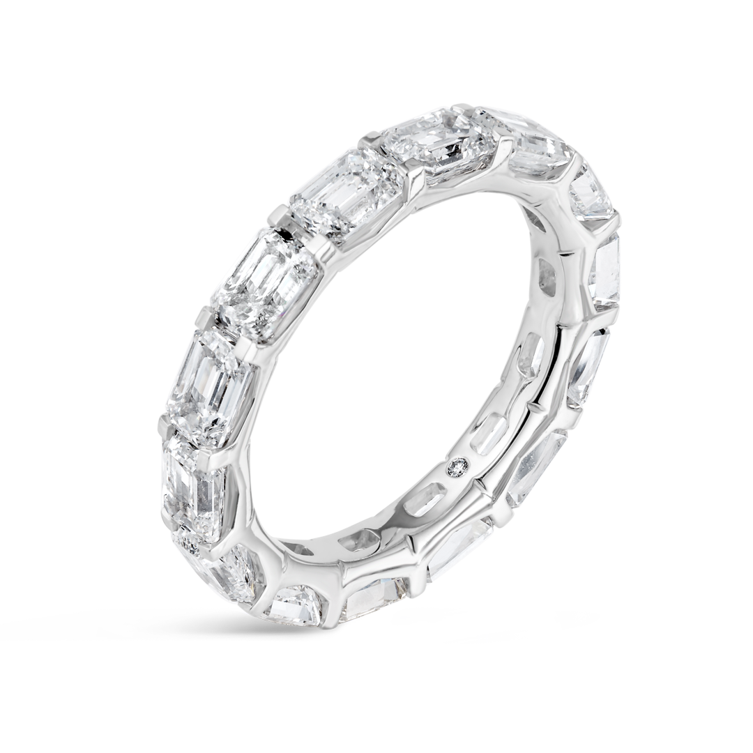 4ct Horizontal Emerald Lab Grown Diamond Full Eternity White Gold