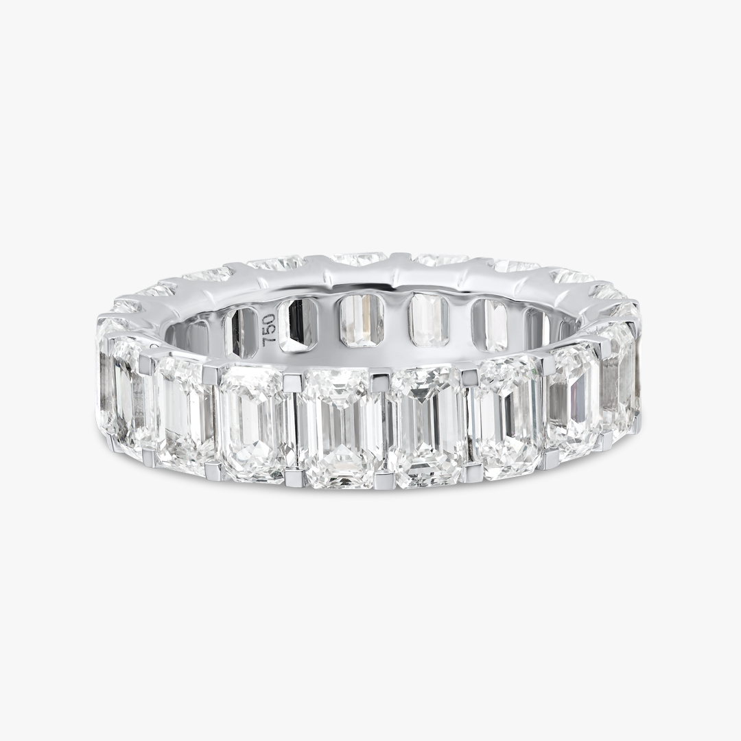 7ct Vertical Emerald Natural Diamond Full Eternity White Gold