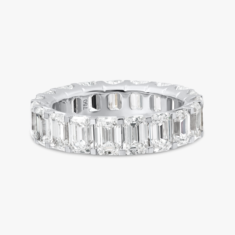 7ct Vertical Emerald Lab Grown Diamond Full Eternity White Gold