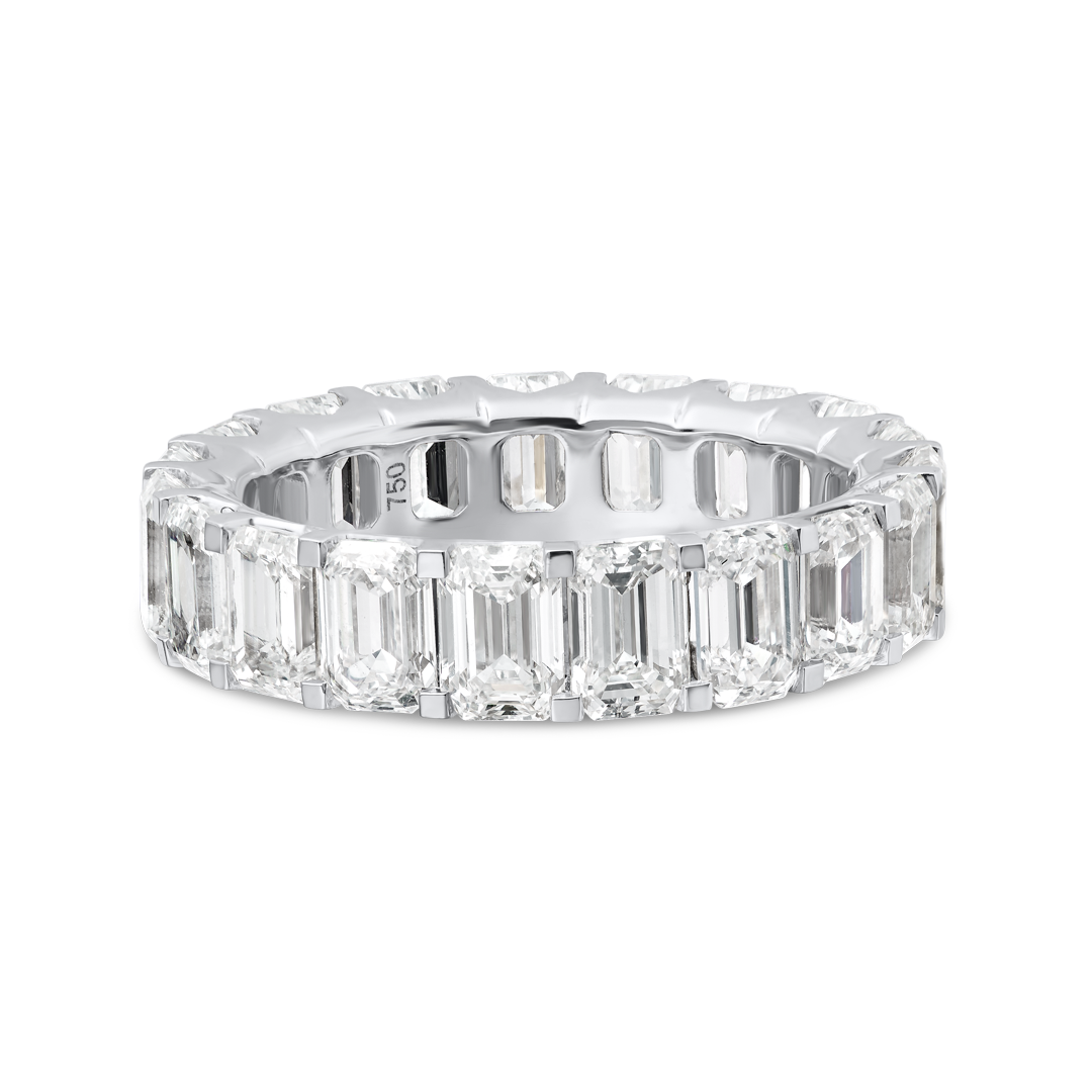 7ct Vertical Emerald Lab Grown Diamond Full Eternity White Gold