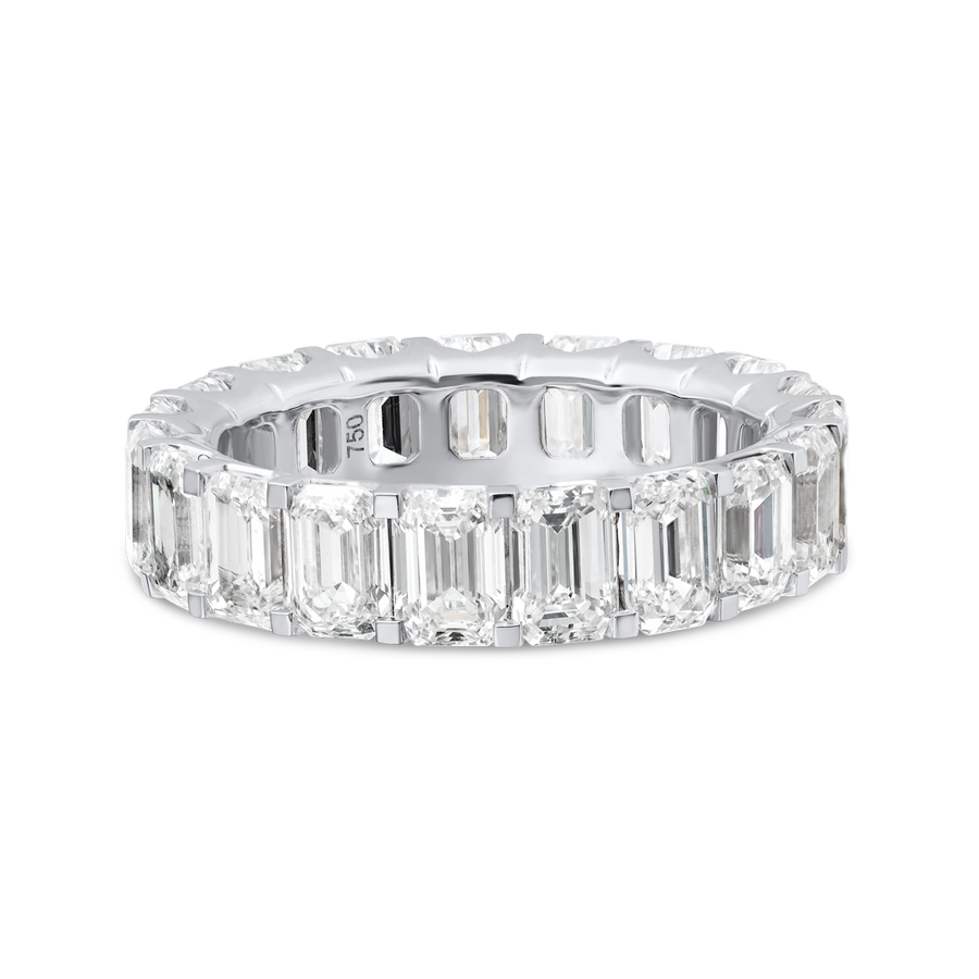 7ct Vertical Emerald Lab Grown Diamond Full Eternity White Gold
