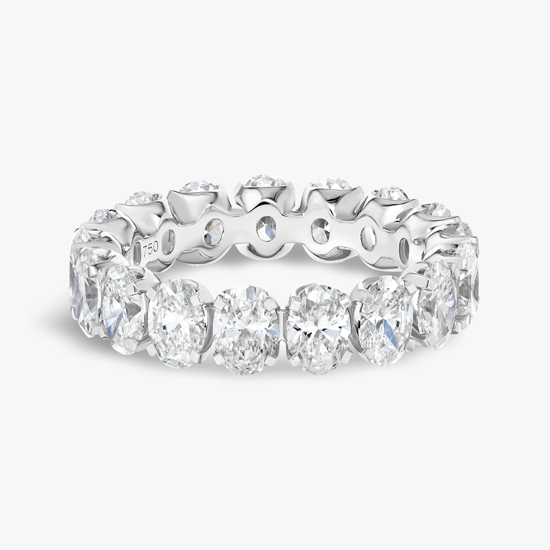 4.5ct Oval Natural Diamond Full Eternity Ring White Gold