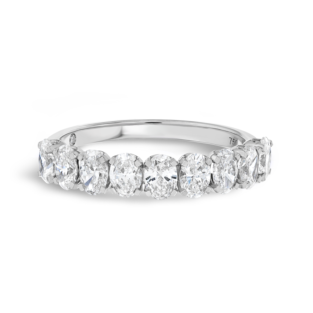 1.2ct Oval Lab Grown Diamond 9-Stone Eternity Ring White Gold