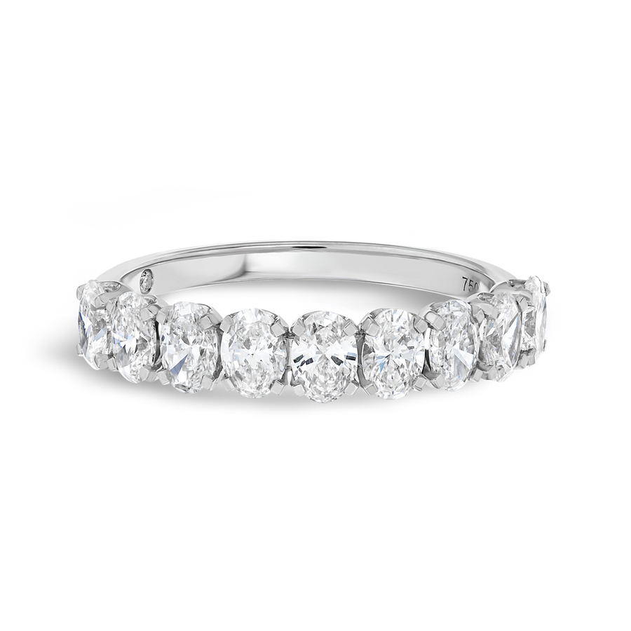 1.2ct Oval Lab Grown Diamond 9-Stone Eternity Ring White Gold