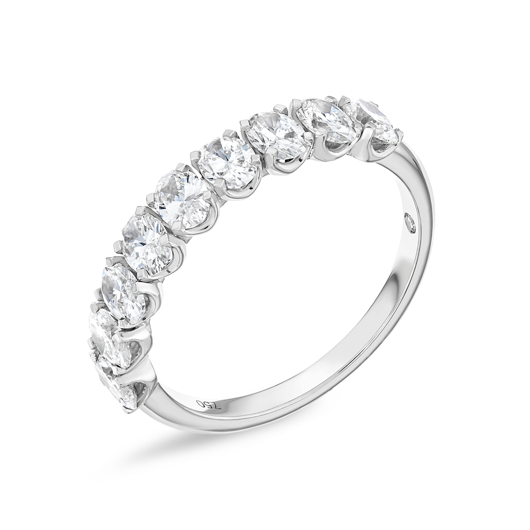 1.2ct Oval Lab Grown Diamond 9-Stone Eternity Ring White Gold
