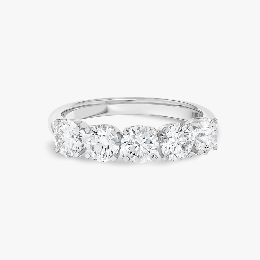 1.5ct Round Natural Diamond 5-Stone Eternity Ring White Gold