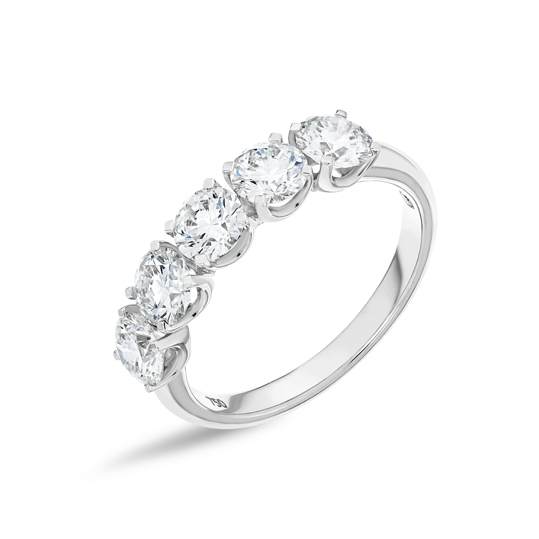 1.5ct Round Lab Grown Diamond 5-Stone Eternity Ring White Gold