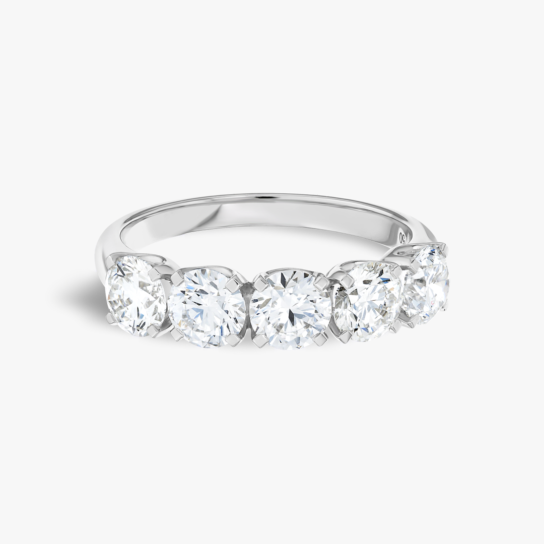 2ct Round Lab Grown Diamond 5-Stone Eternity Ring White Gold