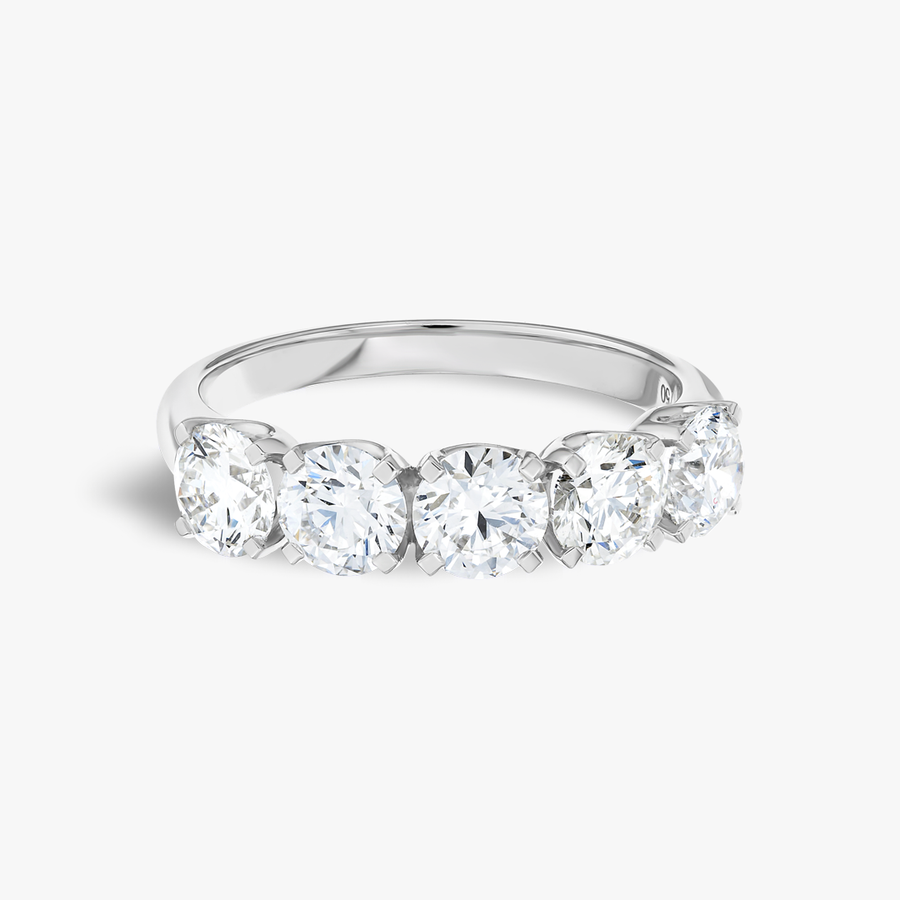 2ct Round Natural Diamond 5-Stone Eternity Ring White Gold