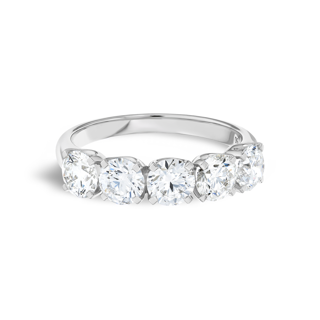 2ct Round Lab Grown Diamond 5-Stone Eternity Ring White Gold