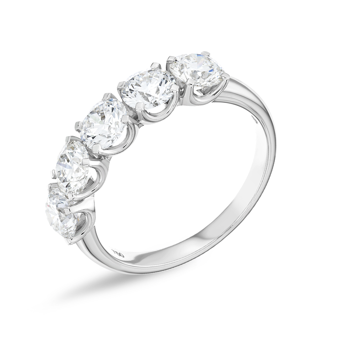 2ct Round Lab Grown Diamond 5-Stone Eternity Ring White Gold