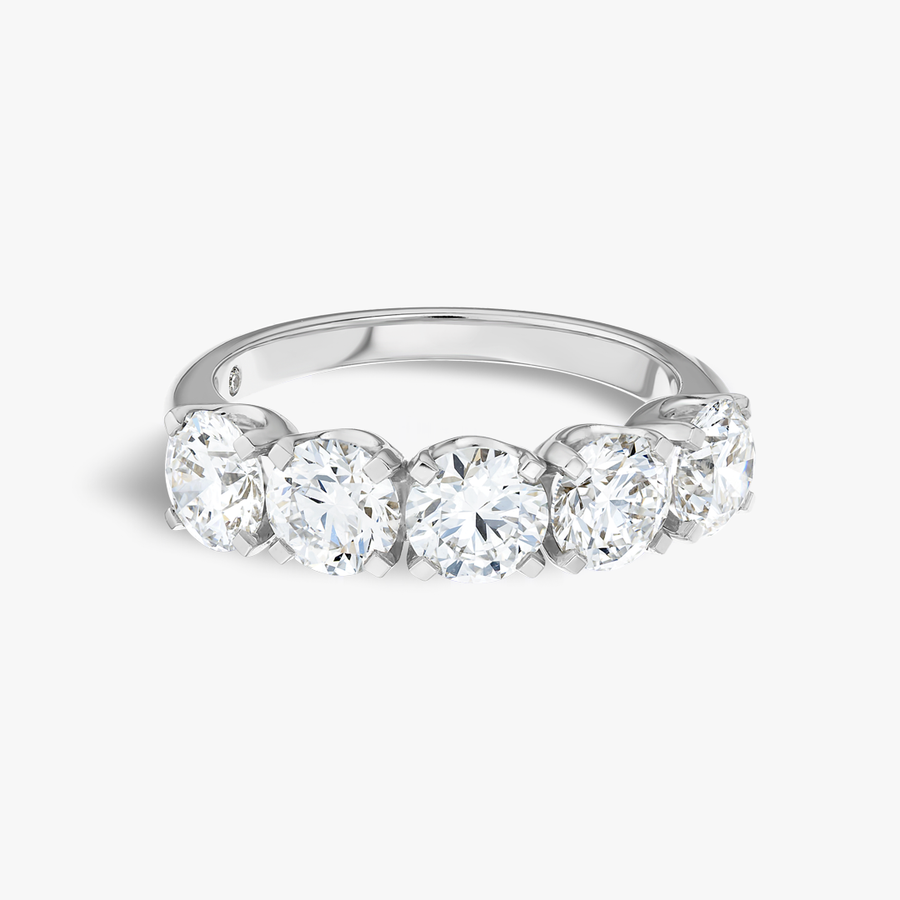 2.5ct Round Natural Diamond 5-Stone Eternity Ring White Gold