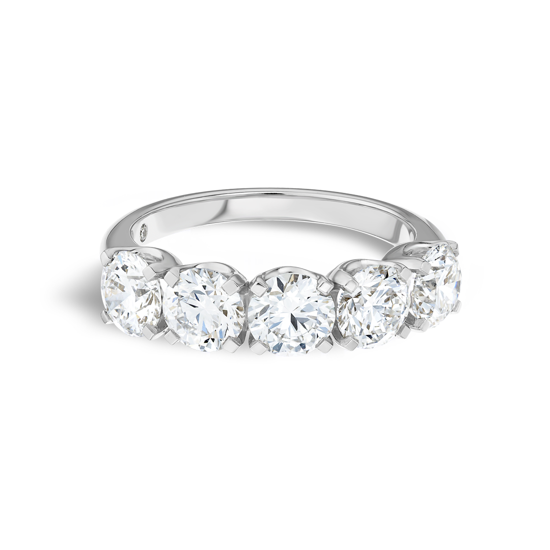 2.5ct Round Lab Grown Diamond 5-Stone Eternity Ring White Gold