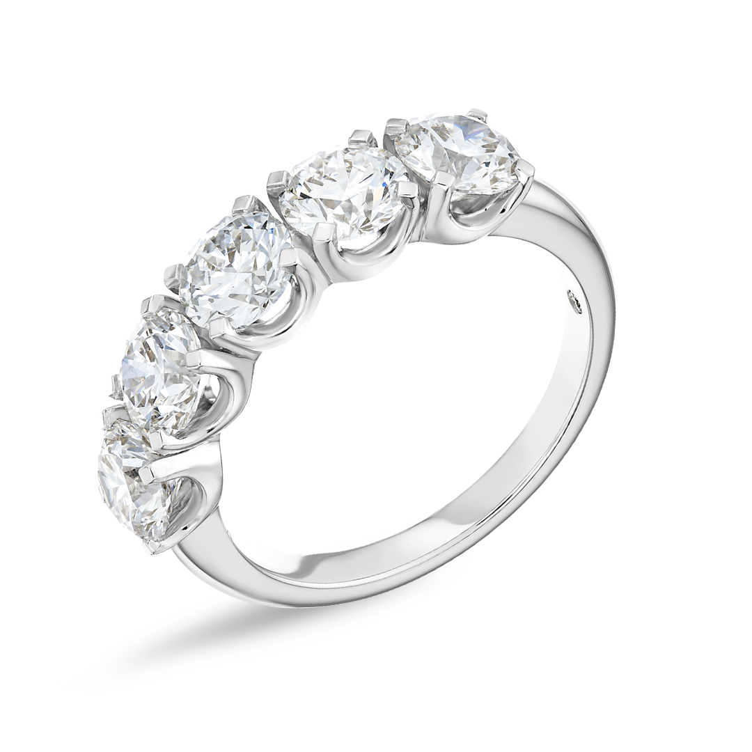 2.5ct Round Lab Grown Diamond 5-Stone Eternity Ring White Gold