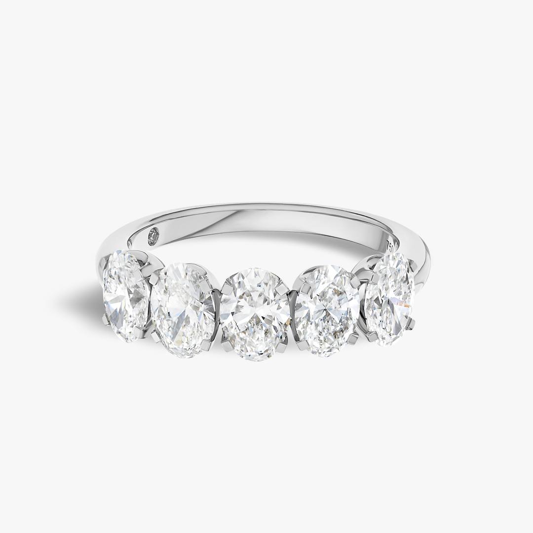 2ct Oval Natural Diamond Half Eternity White Gold