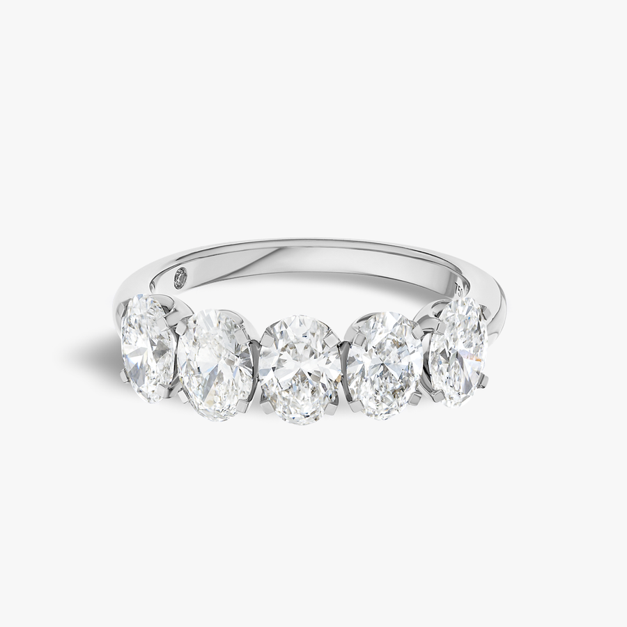 2ct Oval Natural Diamond Half Eternity White Gold