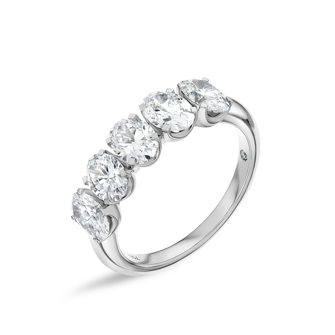 2ct Oval Lab Grown Diamond Half Eternity White Gold