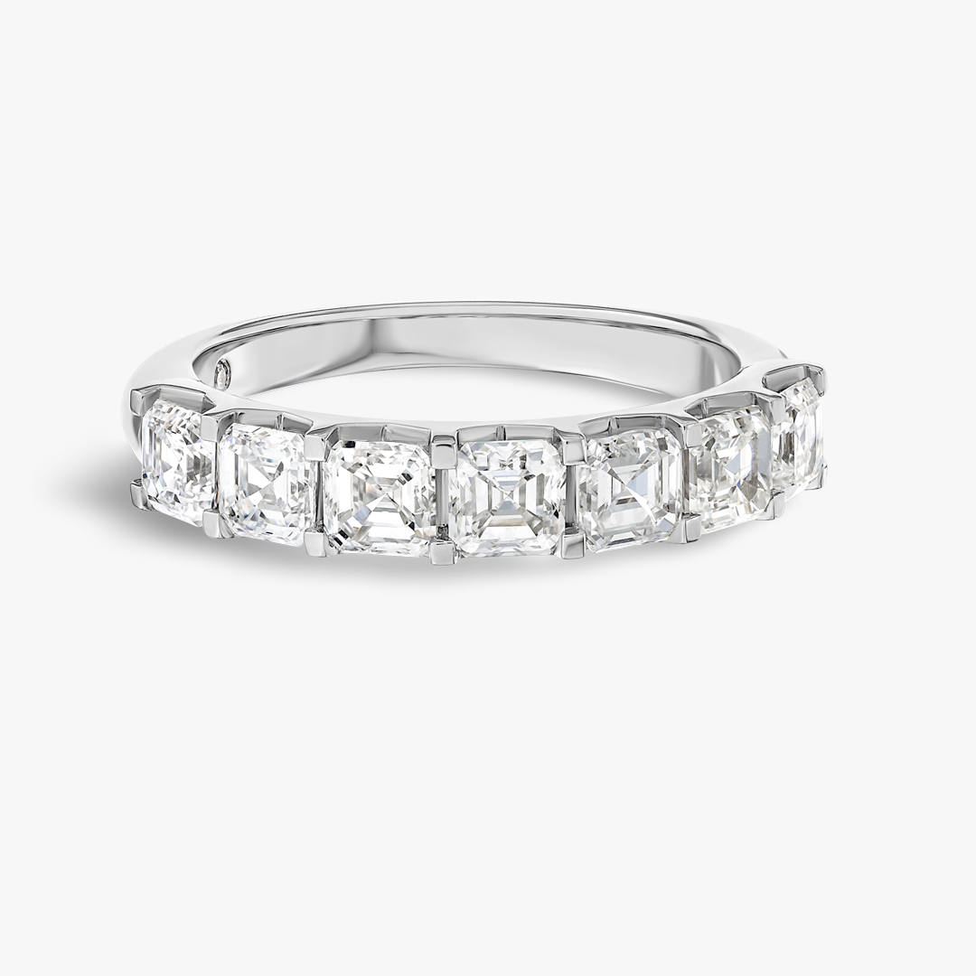 2ct Asscher Lab Grown Diamond Half Eternity White Gold