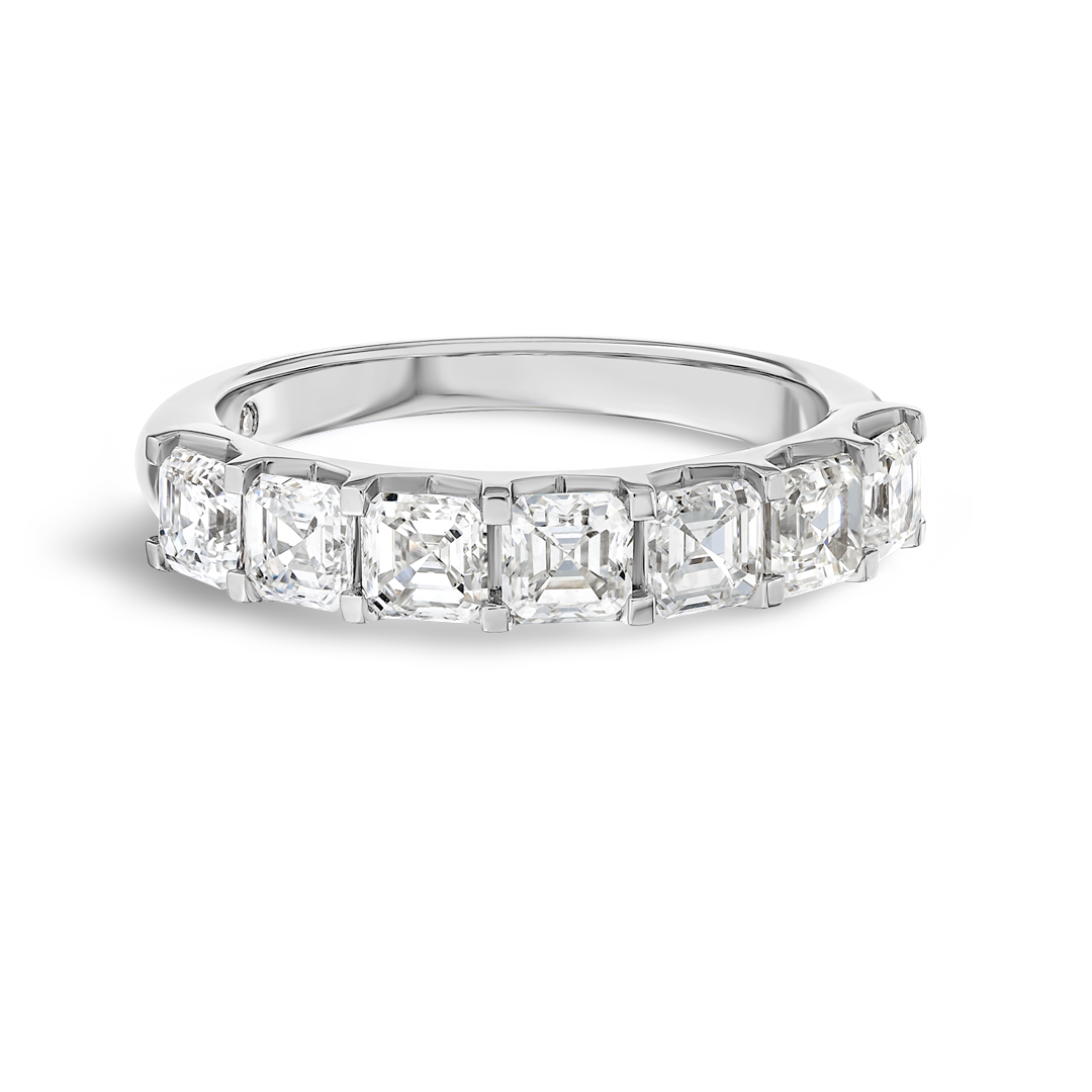 2ct Asscher Lab Grown Diamond Half Eternity White Gold