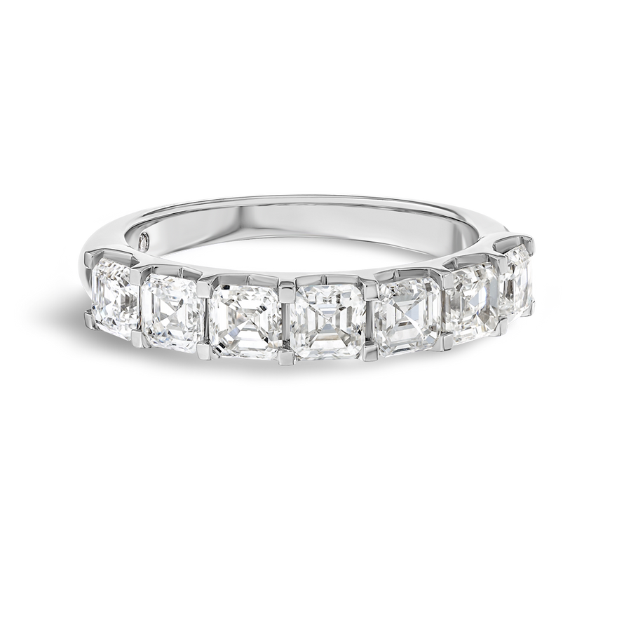 2ct Asscher Lab Grown Diamond Half Eternity White Gold