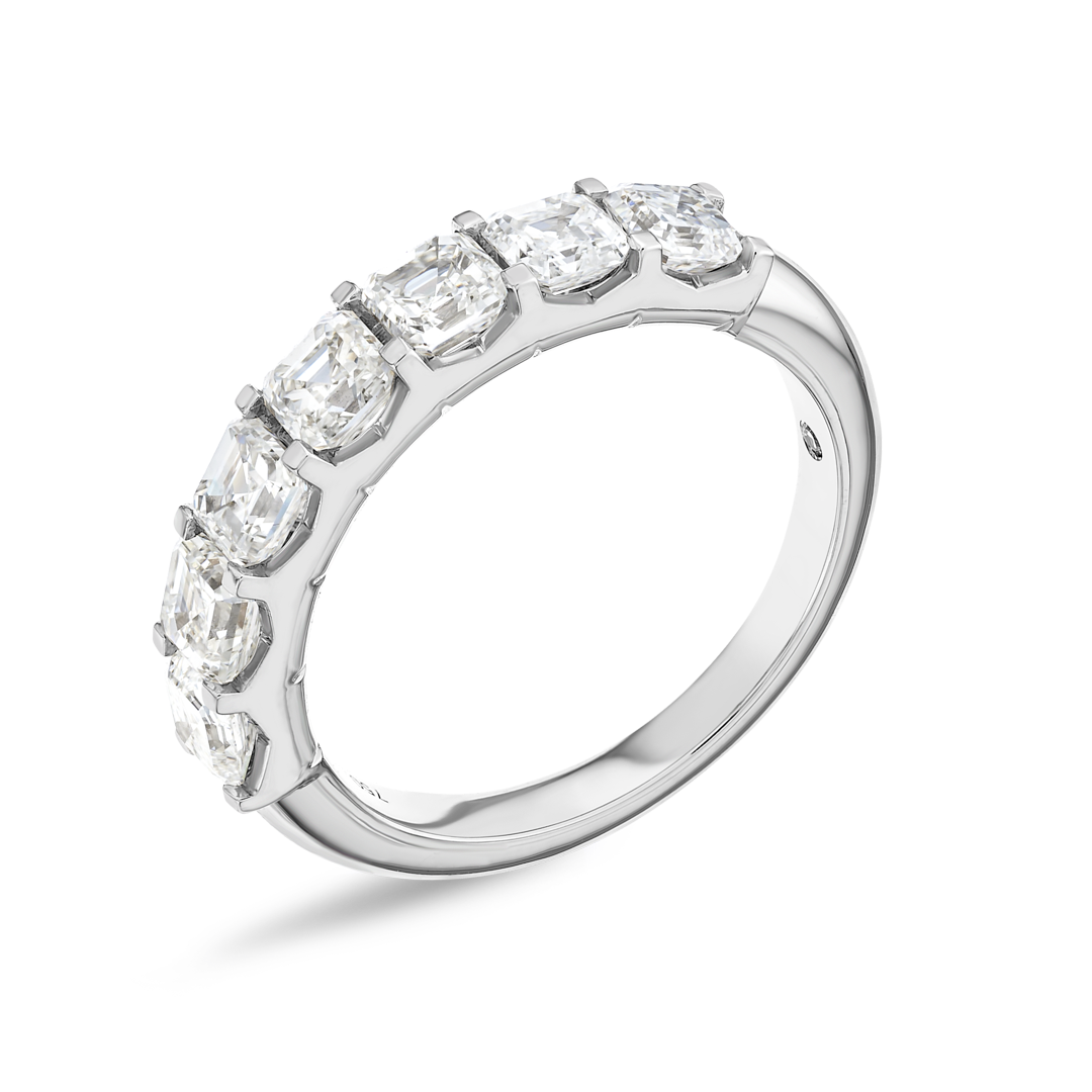 2ct Asscher Lab Grown Diamond Half Eternity White Gold