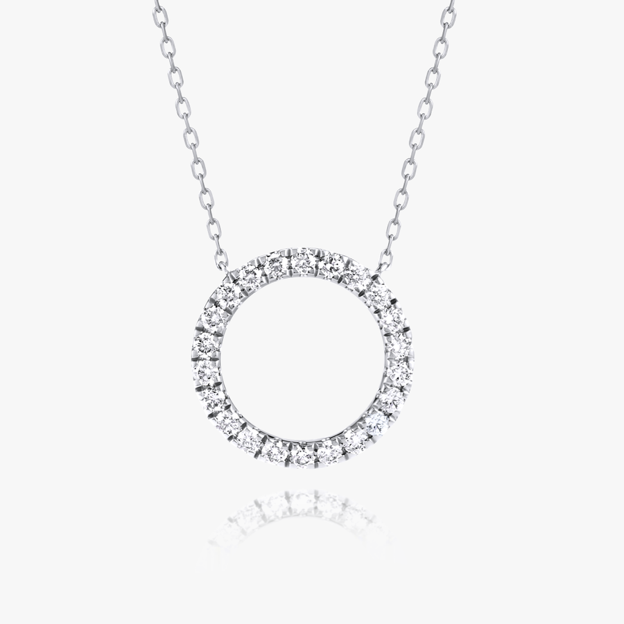 Thin Circle Lab-Grown Diamond Pendant White Gold