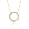 Thin Circle Natural Diamond Pendant Yellow Gold