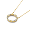 Thin Circle Natural Diamond Pendant Yellow Gold