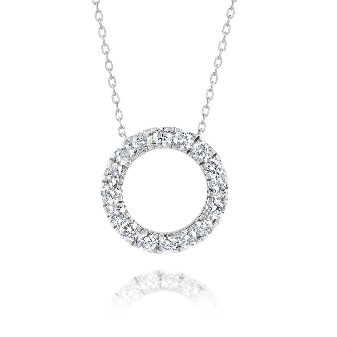 Natural Diamond Circle Pendant White Gold