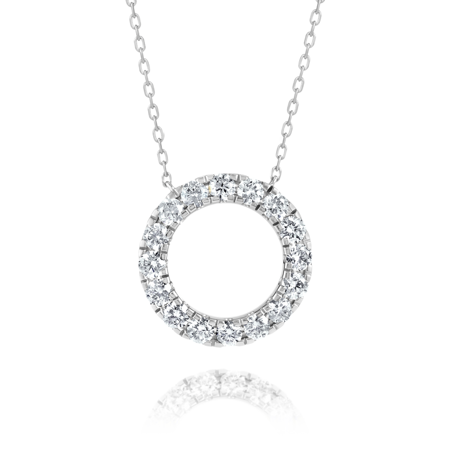 Natural Diamond Circle Pendant White Gold