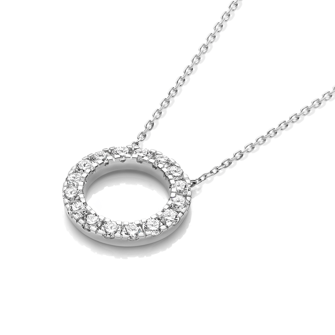Natural Diamond Circle Pendant White Gold
