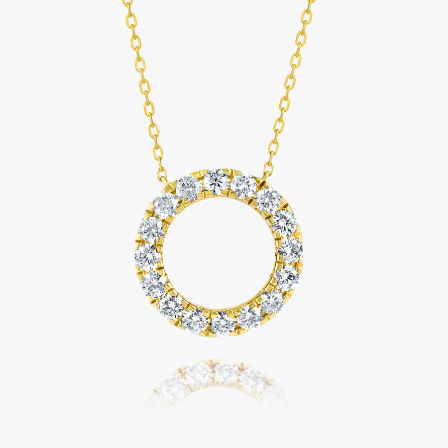 Lab-Grown Diamond Circle Pendant Yellow Gold