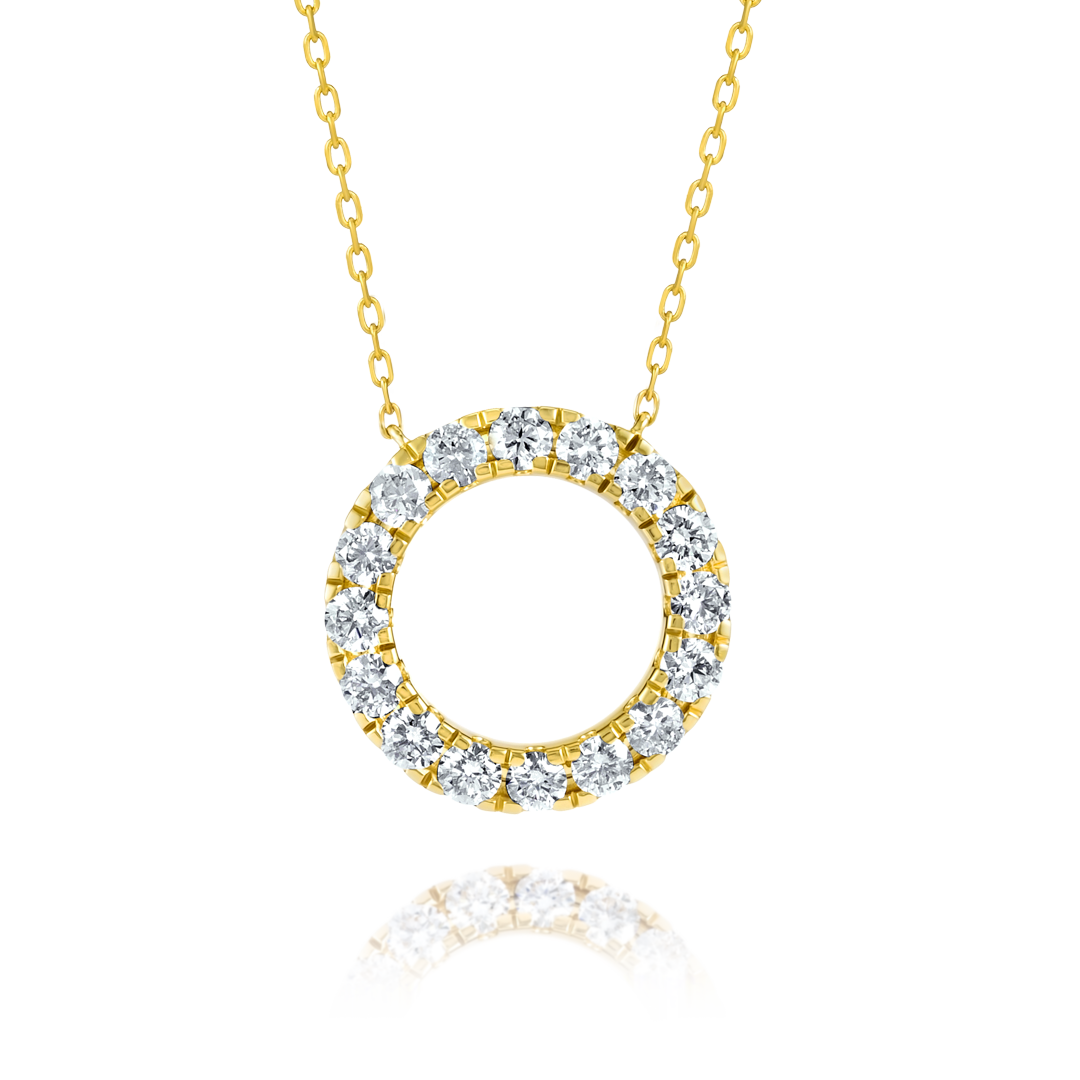 Natural Diamond Circle Pendant Yellow Gold