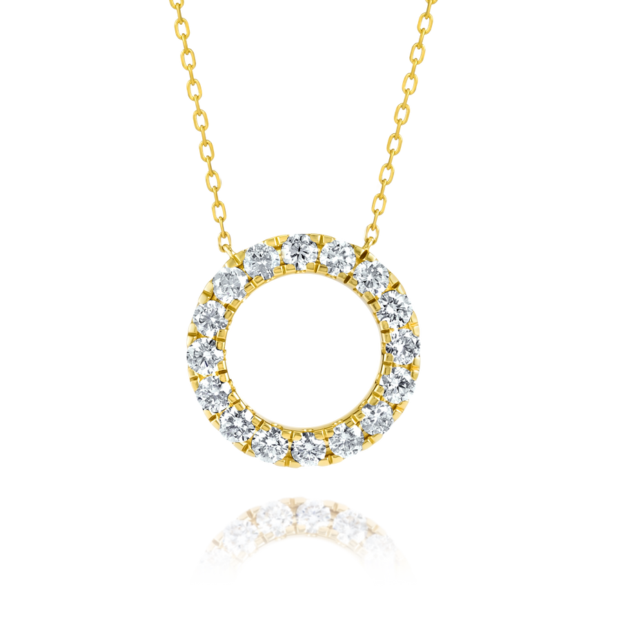 Natural Diamond Circle Pendant Yellow Gold
