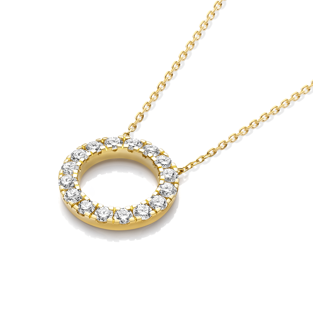 Natural Diamond Circle Pendant Yellow Gold