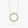 Large Natural Diamond Circle Pendant Yellow Gold