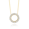 Large Natural Diamond Circle Pendant Yellow Gold