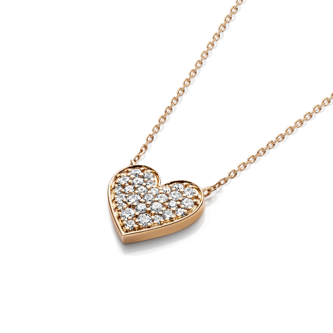 Lab-Grown Diamond Heart Pendant Rose Gold
