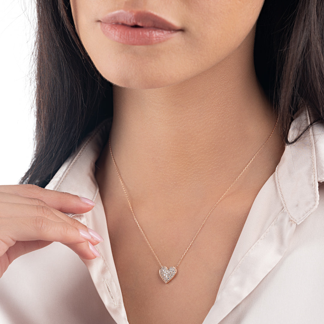 Lab-Grown Diamond Heart Pendant Rose Gold