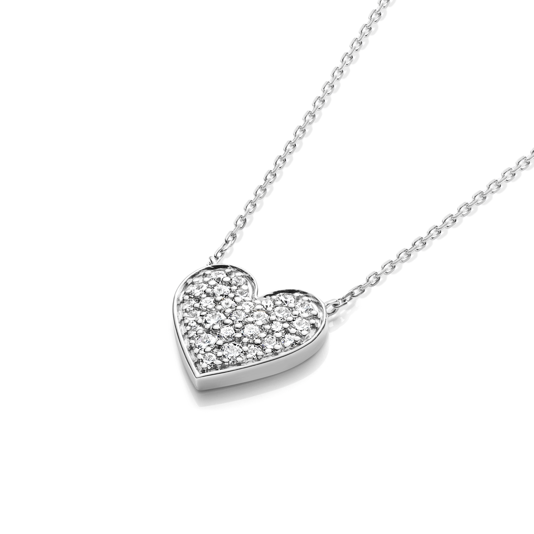 Lab-Grown Diamond Heart Pendant White Gold